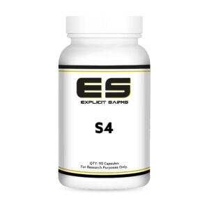 Pure SARMs supplement bottle labeled ES S4 for research purposes only.